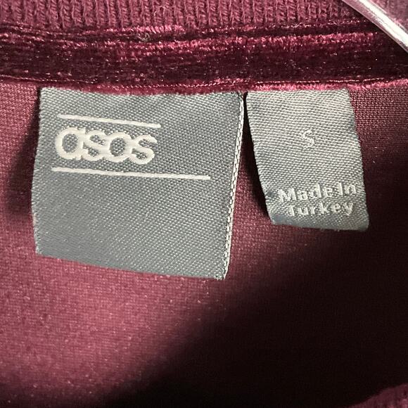 ASOS Velvet Pullover Top Shirt Long Sleeve Shirt Top Burgundy Wine sz Small - Picture 4 of 12